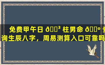 免费甲午日 🐳 柱男命 🐺 查询生辰八字，周易测算入口可靠吗